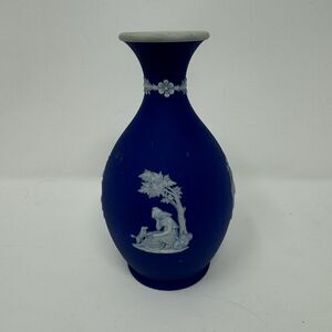 Antique Wedgwood Jasperware Cobalt Blue Bud Vase, 5.12 inches